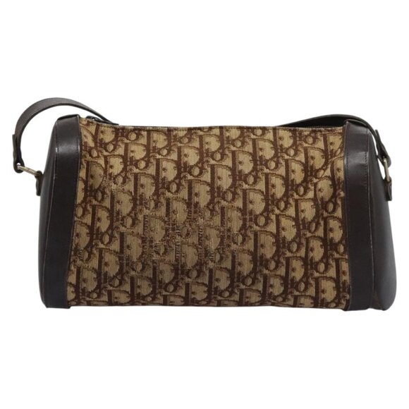 Christian Dior Trotter Canvas Shoulder Bag Beige Brown gold Auth - Picture 7 of 16